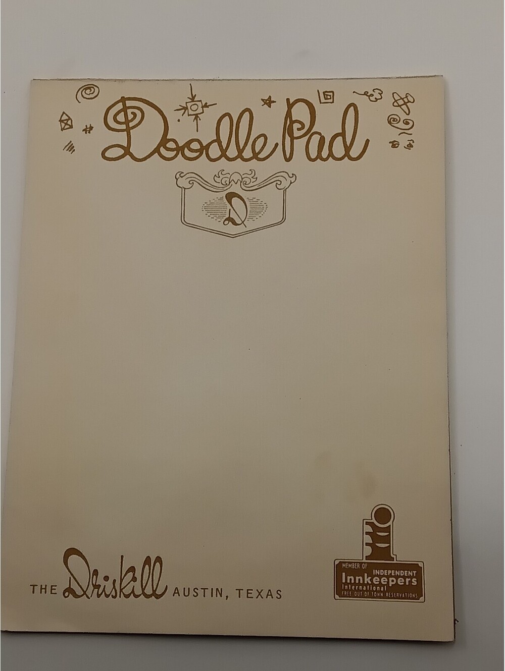 Vintage 70s The Driskill Austin Texas Doodle Pad Notepad Paper 14 Sheets